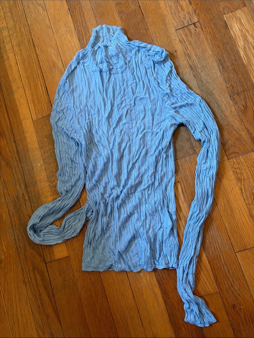 Urban Outfitters Light Blue Crinkle Long Sleeve Top